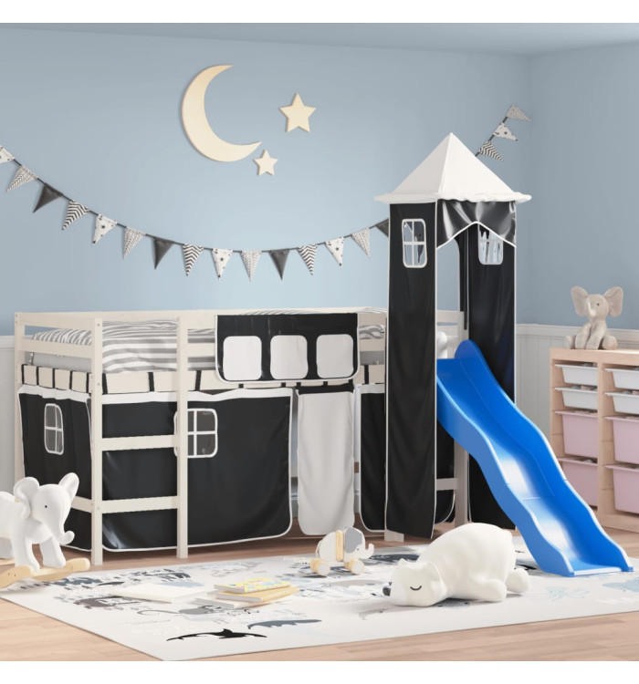 Lit mezzanine enfants avec tour sans matelas 90x190 cm | Mobilier & Déco