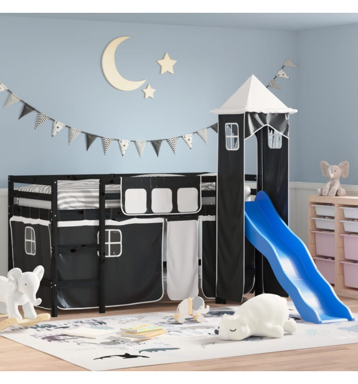 Lit mezzanine enfants avec tour sans matelas 90x200 cm | Mobilier & Déco