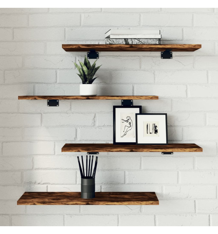 Étagères murales 4 pcs chêne fumé 60x20x1,5cm bois d'ingénierie | Mobilier & Déco