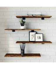 Étagères murales 4 pcs chêne fumé 60x20x1,5cm bois d'ingénierie | Mobilier & Déco