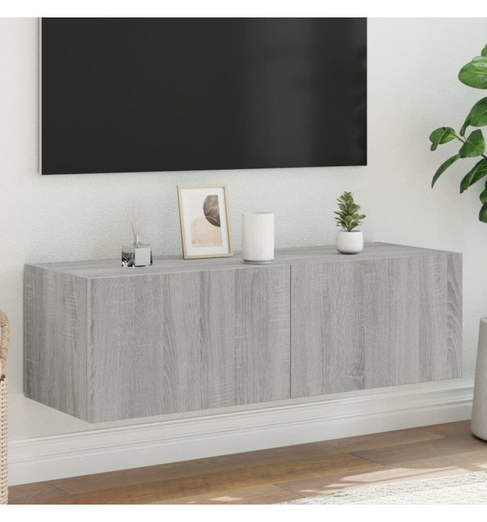 Meuble TV mural avec lumières LED sonoma gris 100x35x31 cm | Mobilier & Déco