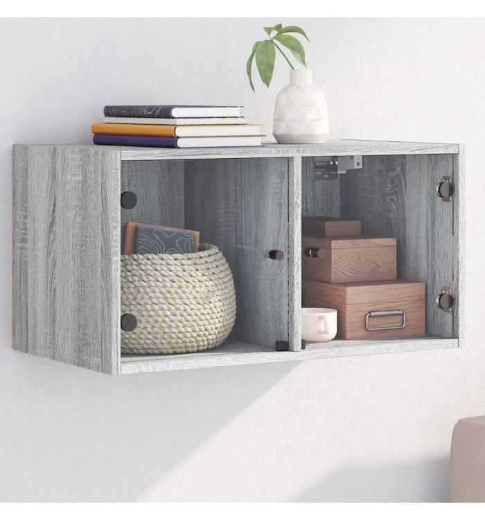 Armoire murale avec portes en verre sonoma gris 68,5x37x35 cm | Mobilier & Déco