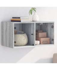 Armoire murale avec portes en verre sonoma gris 68,5x37x35 cm | Mobilier & Déco