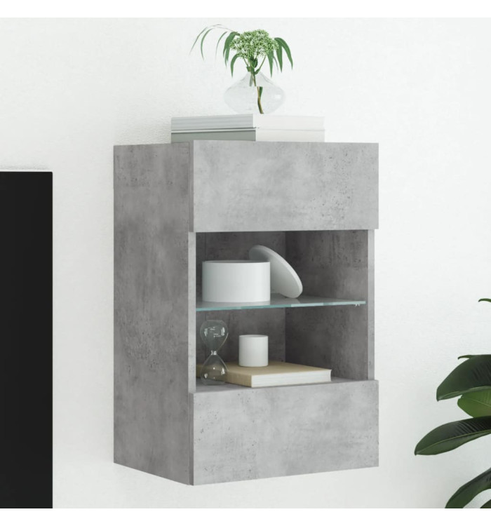 Meuble TV mural avec lumières LED gris béton 40x30x60,5 cm | Mobilier & Déco