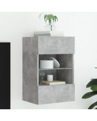 Meuble TV mural avec lumières LED gris béton 40x30x60,5 cm | Mobilier & Déco