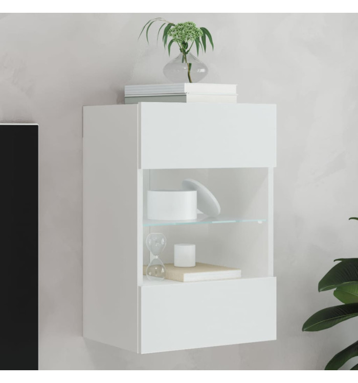Meuble TV mural avec lumières LED blanc 40x30x60,5 cm | Mobilier & Déco