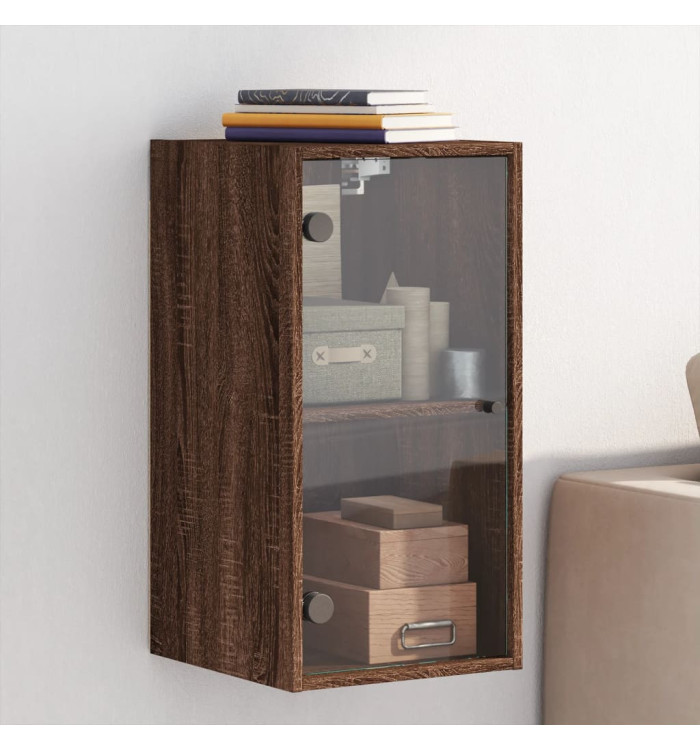 Armoire murale avec portes en verre chêne marron 35x37x68,5 cm | Mobilier & Déco