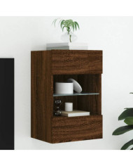Meuble TV mural avec lumières LED chêne marron 40x30x60,5 cm | Mobilier & Déco