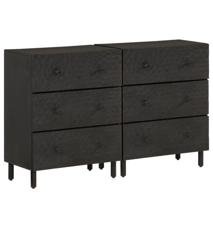 Armoires latérales 2pcs noir 60x33x75cm bois massif de manguier | Mobilier & Déco