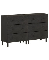 Armoires latérales 2pcs noir 60x33x75cm bois massif de manguier | Mobilier & Déco