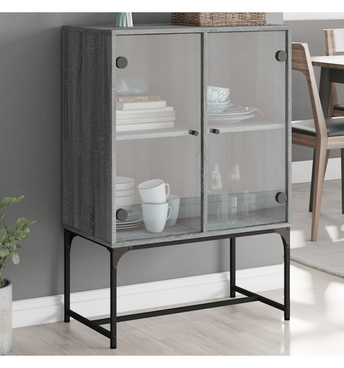 Armoire latérale avec portes en verre sonoma gris 69x37x100 cm | Mobilier & Déco