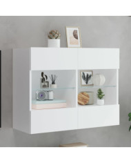 Meuble TV mural avec lumières LED blanc 78,5x30x60,5 cm | Mobilier & Déco