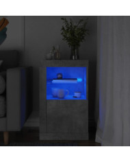 Armoire latérale avec lumières LED gris béton bois d'ingénierie | Mobilier & Déco