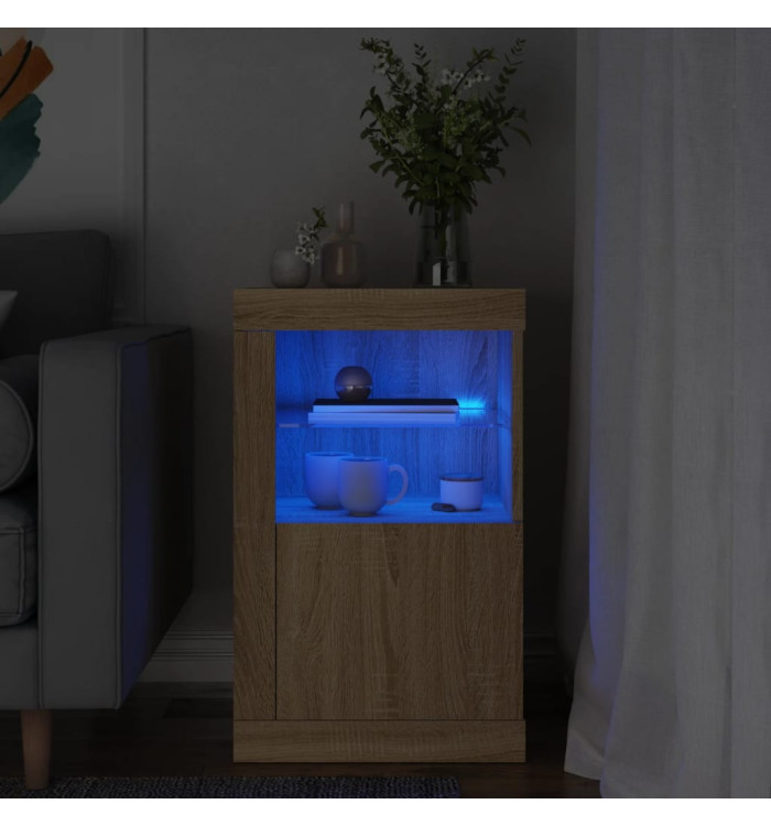 Armoire latérale avec lumières LED chêne sonoma | Mobilier & Déco