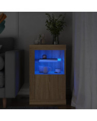Armoire latérale avec lumières LED chêne sonoma | Mobilier & Déco