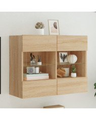 Meuble TV mural avec lumières LED chêne sonoma 78,5x30x60,5 cm | Mobilier & Déco