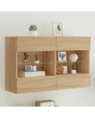 Meuble TV mural avec lumières LED chêne sonoma 98,5x30x60,5 cm | Mobilier & Déco
