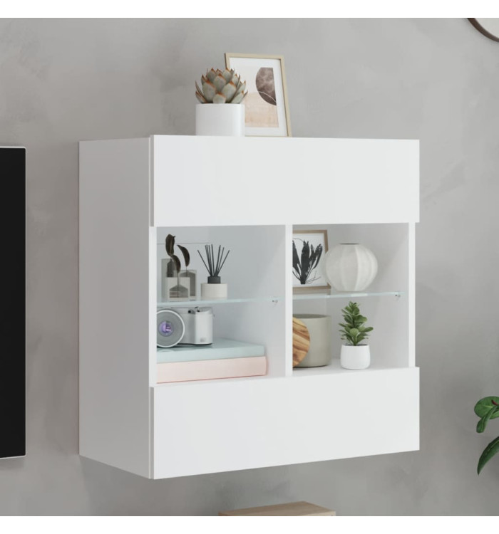 Meuble TV mural avec lumières LED blanc 58,5x30x60,5 cm | Mobilier & Déco