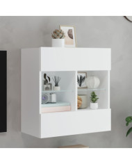 Meuble TV mural avec lumières LED blanc 58,5x30x60,5 cm | Mobilier & Déco