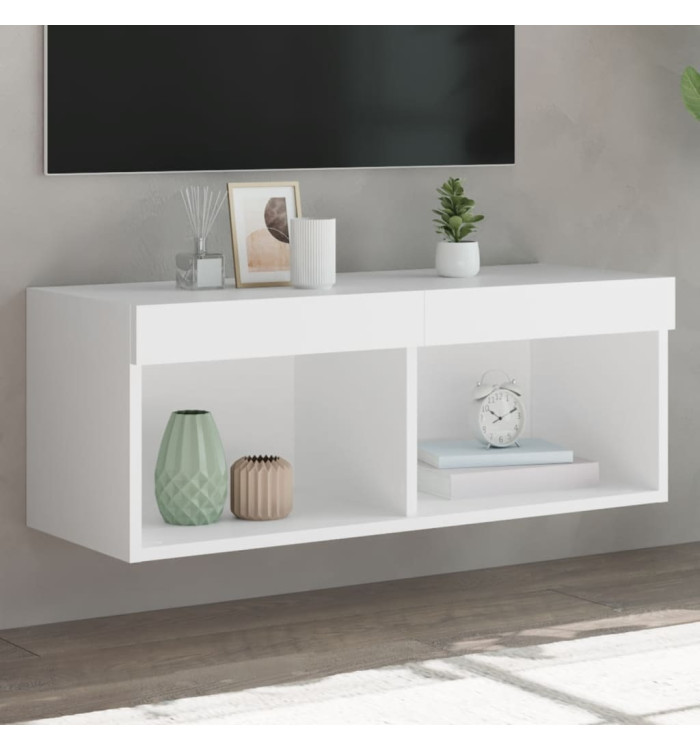 Meuble TV avec lumières LED blanc 80x30x30 cm | Mobilier & Déco