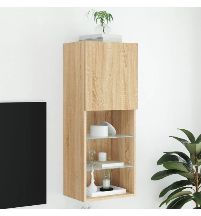 Meuble TV avec lumières LED chêne sonoma 40,5x30x102 cm | Mobilier & Déco