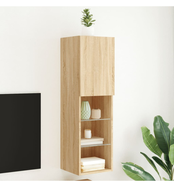 Meuble TV avec lumières LED chêne sonoma 30,5x30x102 cm | Mobilier & Déco