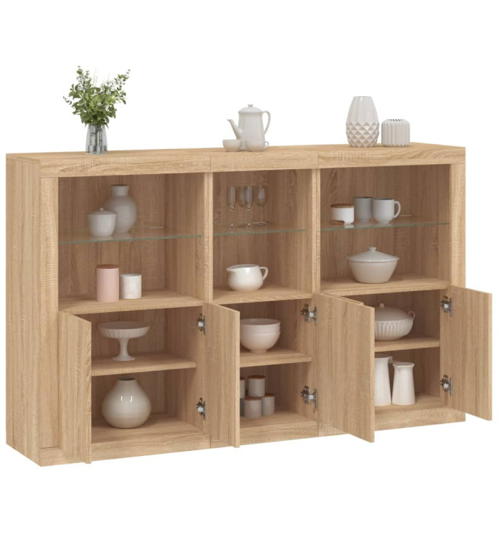 Buffet avec lumières LED chêne sonoma 162x37x100 cm | Mobilier & Déco