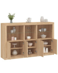 Buffet avec lumières LED chêne sonoma 162x37x100 cm | Mobilier & Déco