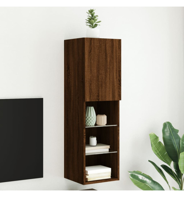Meuble TV avec lumières LED chêne marron 30,5x30x102 cm | Mobilier & Déco