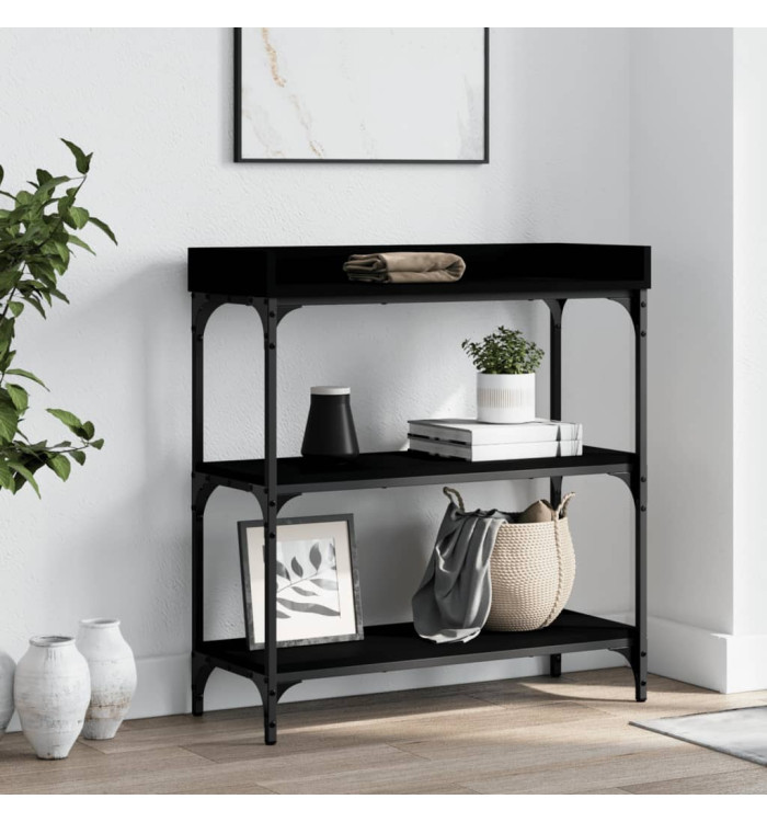 Table console avec étagères noir 75x30x80 cm | Mobilier & Déco
