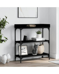 Table console avec étagères noir 75x30x80 cm | Mobilier & Déco
