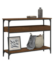 Table console avec étagère chêne marron 100x29x75 cm | Mobilier & Déco