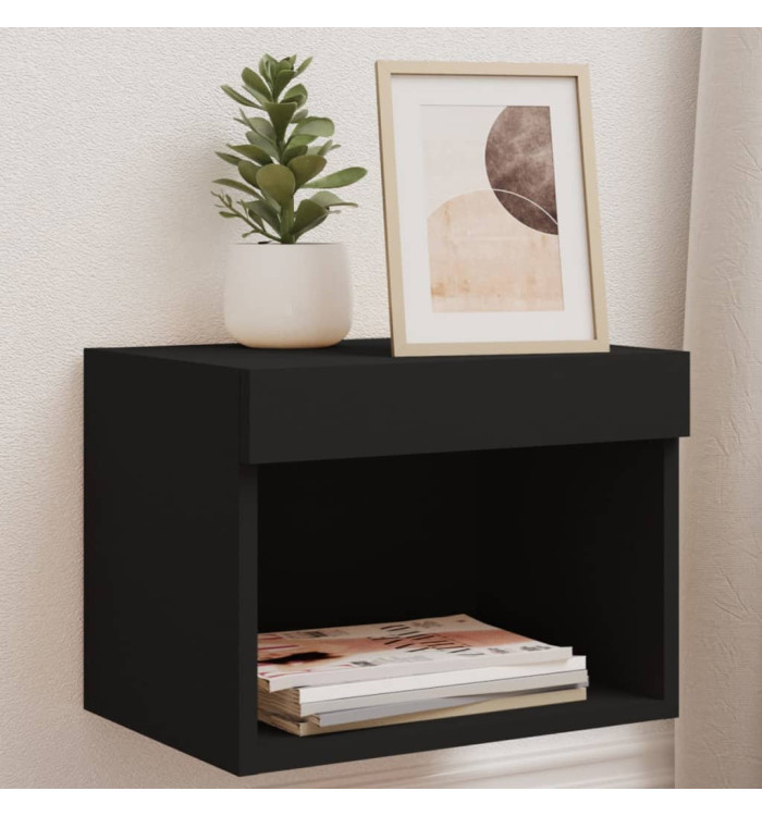 Table de chevet murale avec lumières LED noir | Mobilier & Déco