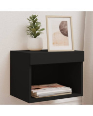 Table de chevet murale avec lumières LED noir | Mobilier & Déco