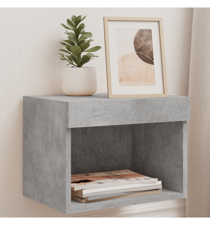 Tables de chevet murales avec lumières LED 2 pcs gris béton | Mobilier & Déco