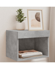 Tables de chevet murales avec lumières LED 2 pcs gris béton | Mobilier & Déco