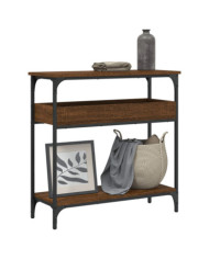 Table console avec étagère chêne marron 75x29x75 cm | Mobilier & Déco