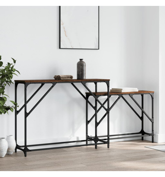 Tables console gigognes 2 pcs chêne marron bois d'ingénierie | Mobilier & Déco