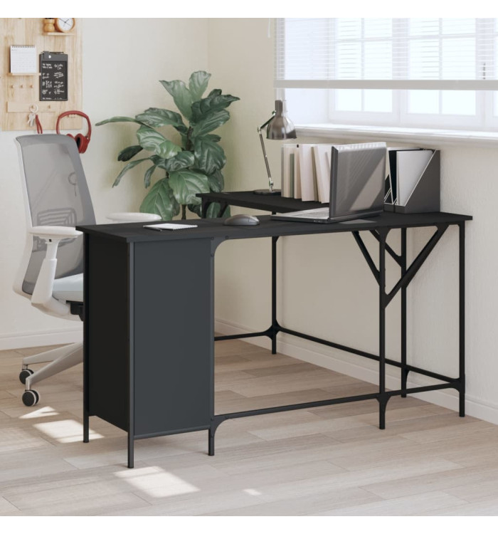 Bureau noir 141x141x75 cm bois d'ingénierie | Mobilier & Déco