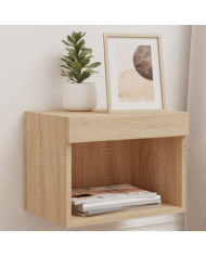 Table de chevet murale avec lumières LED chêne sonoma | Mobilier & Déco