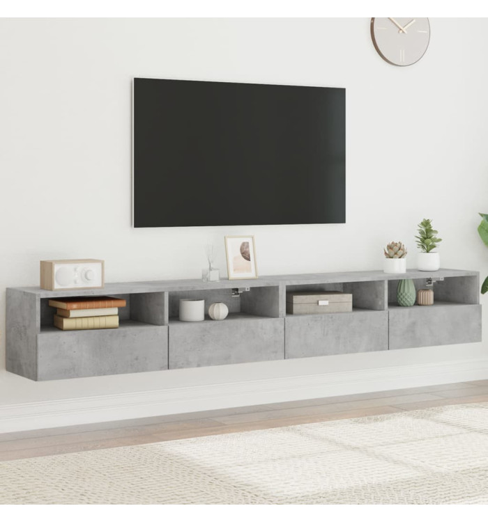 Meubles TV muraux 2pcs gris béton 100x30x30cm bois d'ingénierie | Mobilier & Déco
