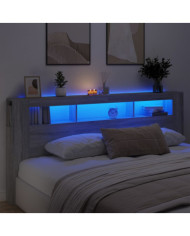 Tête de lit à LED sonoma gris 220x18,5x103,5 cm bois ingénierie | Mobilier & Déco