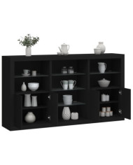 Buffet avec lumières LED noir 181,5x37x100 cm | Mobilier & Déco
