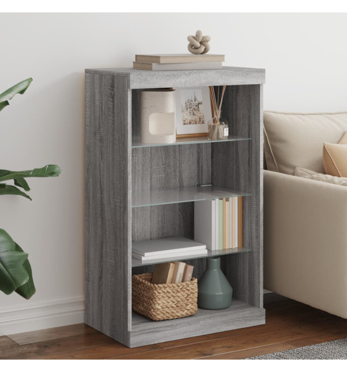 Buffet avec lumières LED sonoma gris 60,5x37x100 cm | Mobilier & Déco