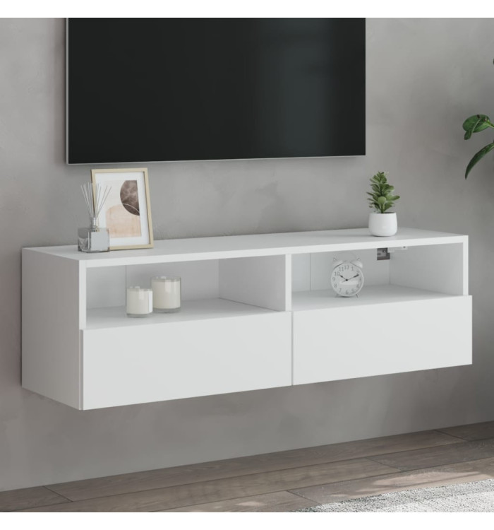 Meuble TV mural blanc 100x30x30 cm bois d'ingénierie | Mobilier & Déco