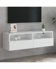 Meuble TV mural blanc 100x30x30 cm bois d'ingénierie | Mobilier & Déco