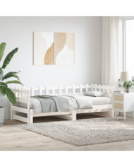 Lit coulissant sans matelas blanc 2x(80x200) cm Bois massif | Mobilier & Déco