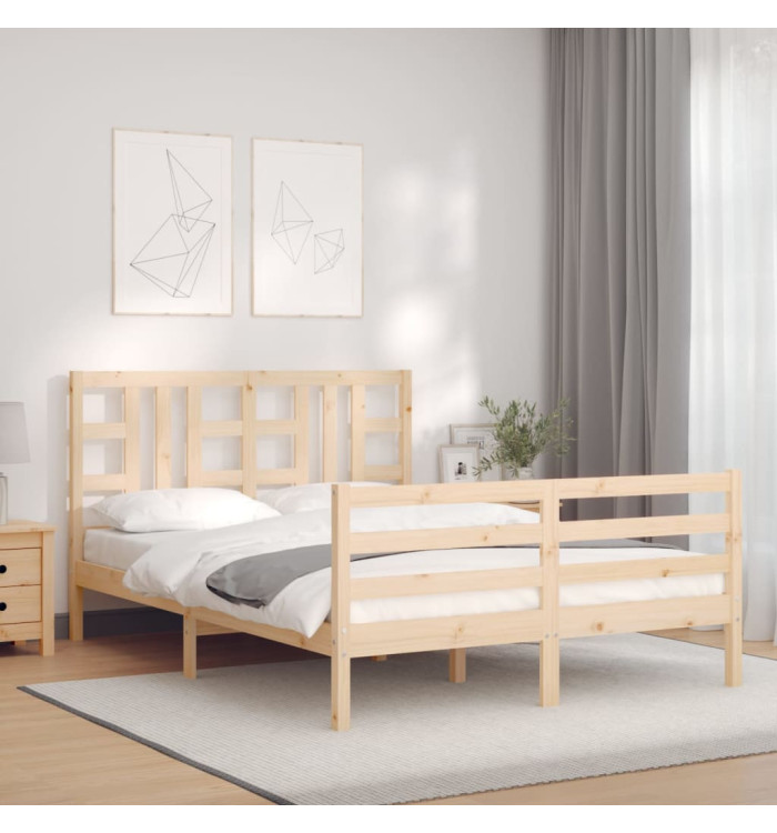 Cadre de lit sans matelas 140x190 cm bois de pin massif | Mobilier & Déco