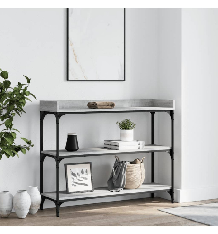 Table console avec étagères sonoma gris 100x30x80 cm | Mobilier & Déco