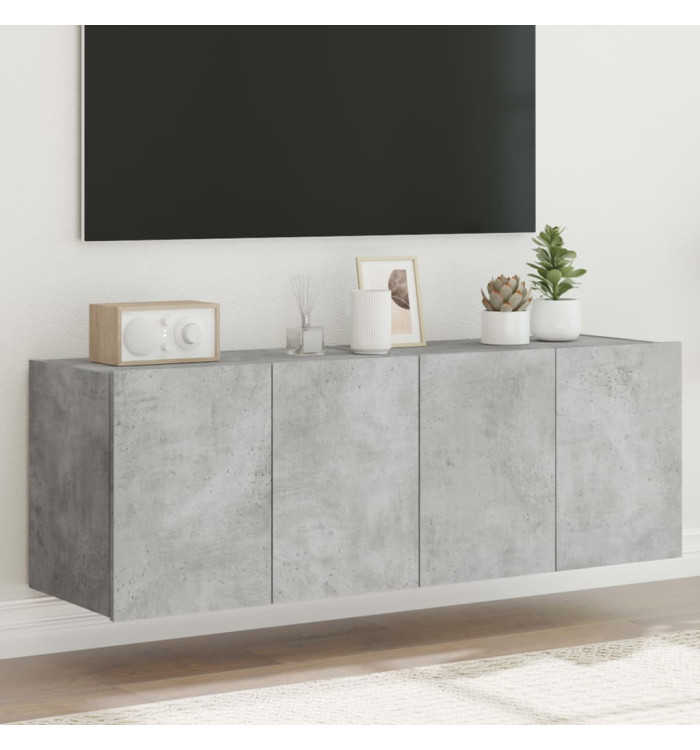 Meubles TV muraux et lumières LED 2pcs gris béton 60x35x41 cm | Mobilier & Déco